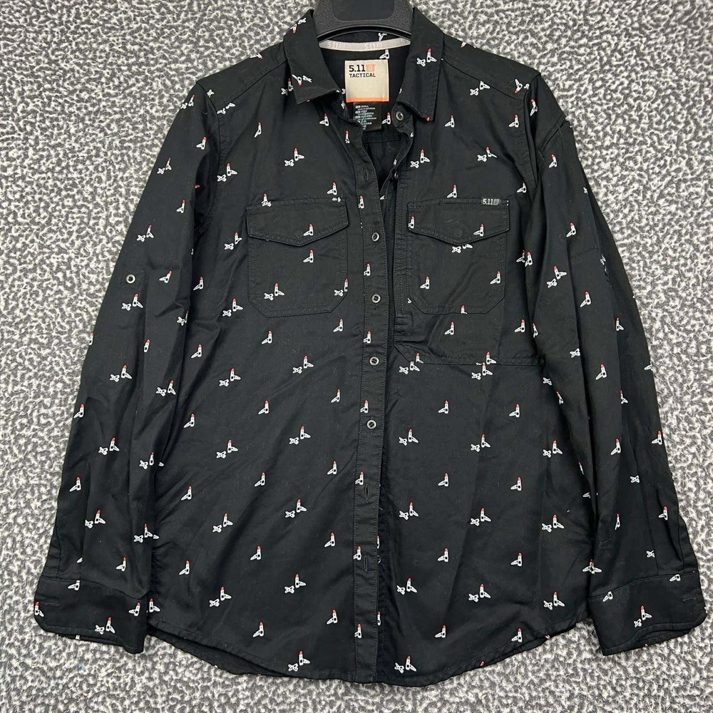 5.11 Tactical Women Small Black Lipstick Bullet Print Long Sleeve Button Shirt